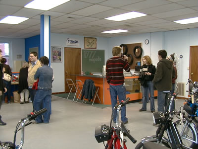 Counter and showroom floor, 1977 Mopeds