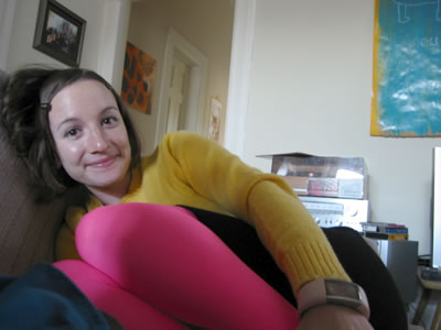 Meredith in pink tights