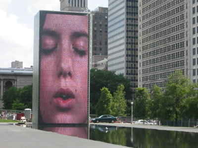 Interactive fountain designed by the Spanish artist Jaume Plensa